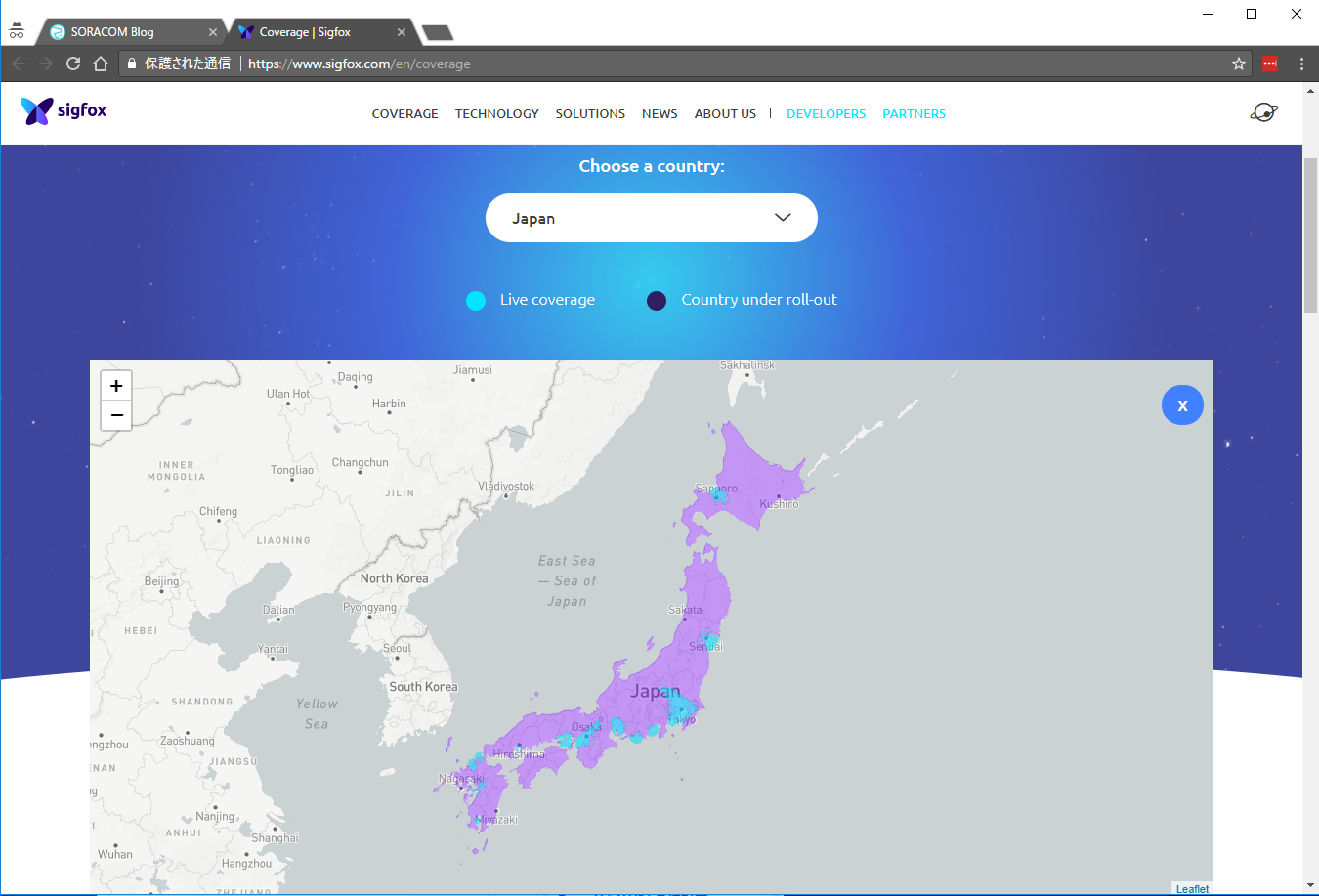 Sigfox Coverage in Japan