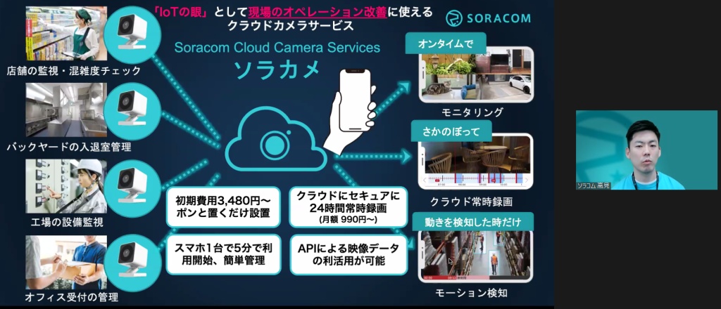 高見がソラカメのサービスメリットを説明